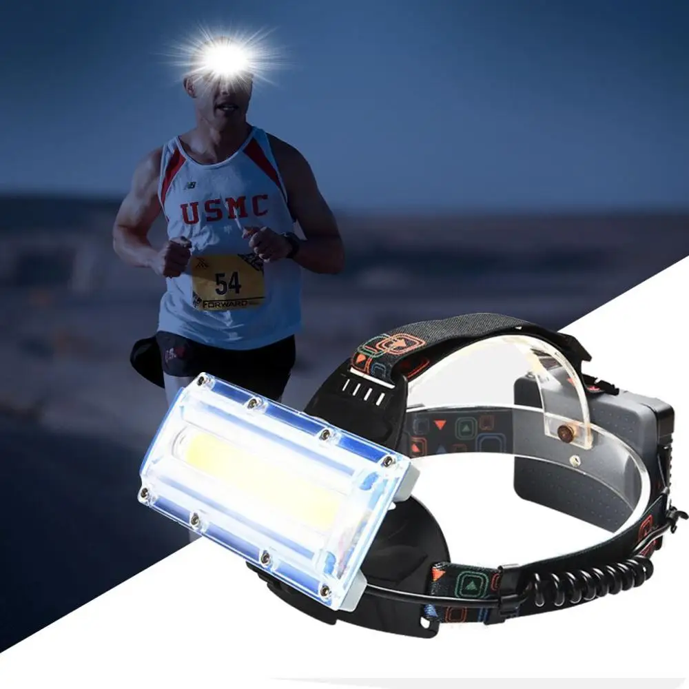 Налобный фонарь COB светодиодный для рыбалки кемпинга 3*18650|Налобные LED-фонари| |