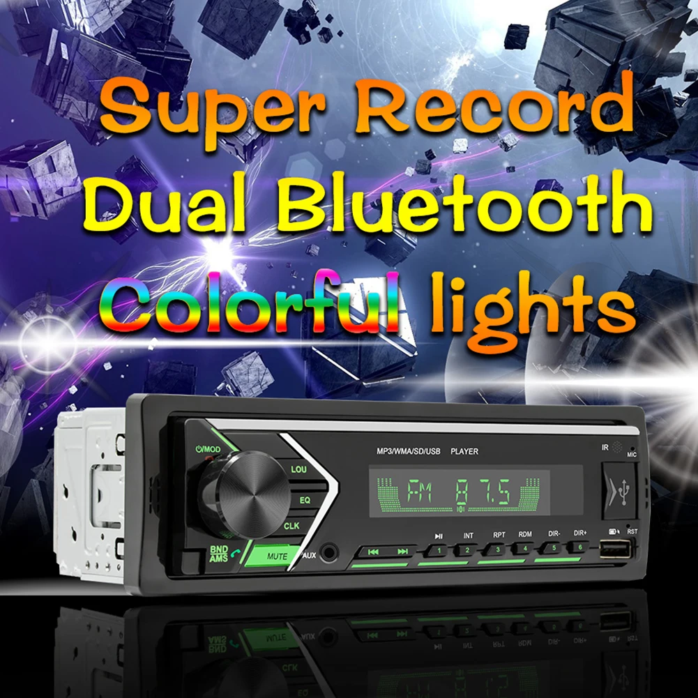 Car Bluetooth Stereo MP3 Player Single Din Hands-Free Calling USB/Aux-in/FM Radio Receiver With Colorful Lights 12V Car Supplies
Car Bluetooth Stereo MP3 Player Single Din Hands-Free Calling USB/Aux-in/FM Radio Receiver With Colorful Lights 12V Car Supplies
