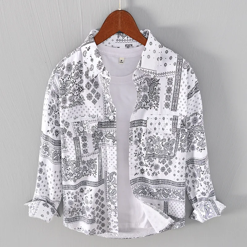 1256 Vintage Ethnic Style Printing Fashion Thin Coats Men Casual Loose Long Sleeve Shirt Pocket Lapel Single-Breasted Male Tops
1256 Vintage Ethnic Style Printing Fashion Thin Coats Men Casual Loose Long Sleeve Shirt Pocket Lapel Single-Breasted Male Tops