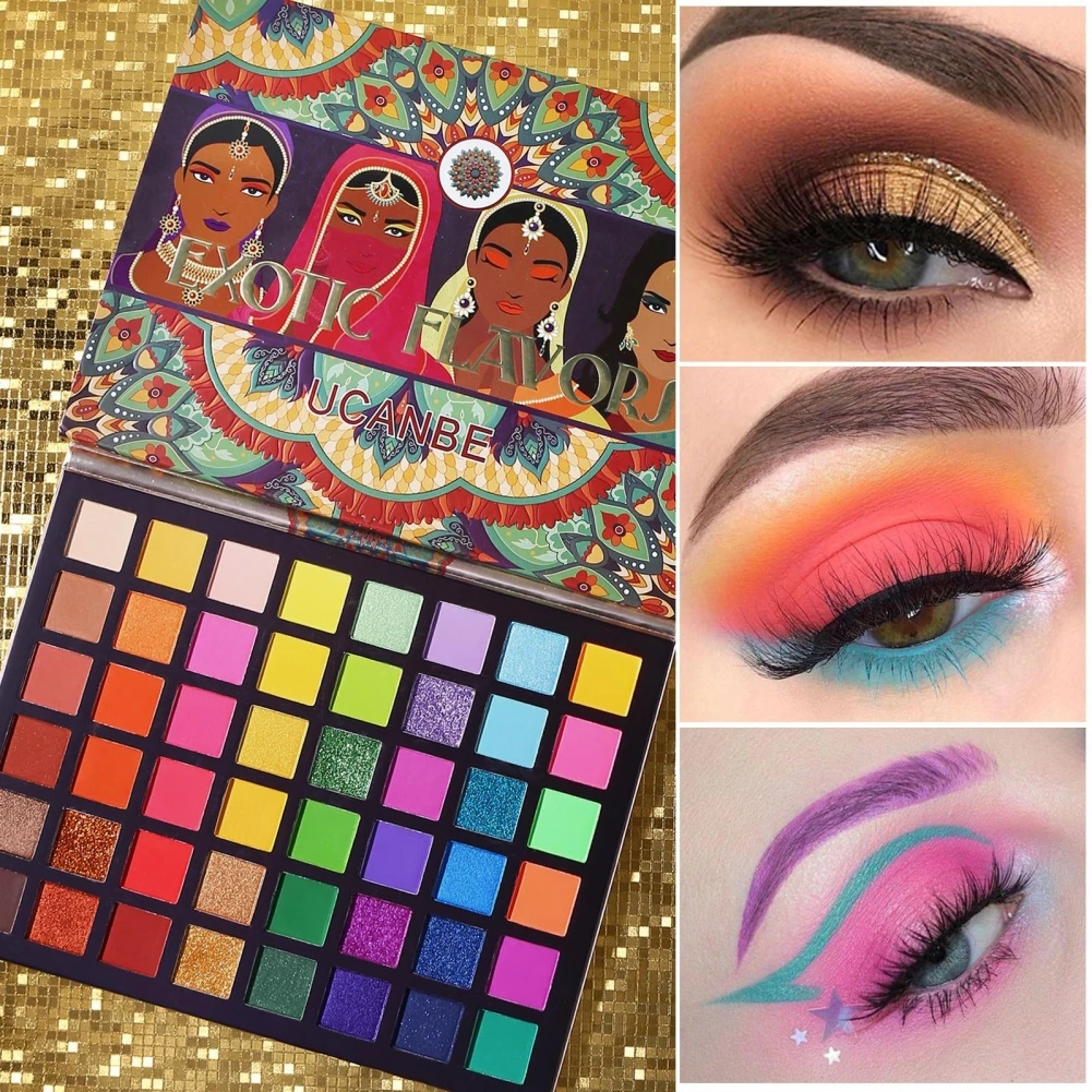 48 Color Exotic Flavors Eyeshadow Palette Pressed Glitter Shimmer Matte Green Eyeshadow Neon Metallic Makeup Cosmetics Palette
48 Color Exotic Flavors Eyeshadow Palette Pressed Glitter Shimmer Matte Green Eyeshadow Neon Metallic Makeup Cosmetics Palette