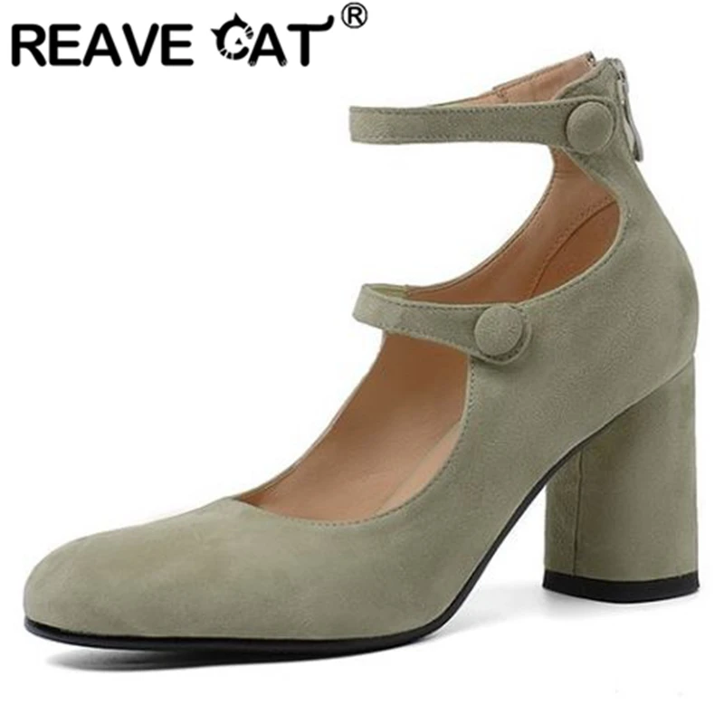 REAVE CAT 2022 New Ladies Pumps Round Toe Chunky Heels Kid Suede Zipper Size 34-39 Solid Black Green Retro Spring Elegant S3001
REAVE CAT 2022 New Ladies Pumps Round Toe Chunky Heels Kid Suede Zipper Size 34-39 Solid Black Green Retro Spring Elegant S3001