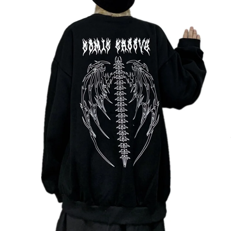 Autumn Women Gothic Hoodies Skeleton Devil Wings Print O-Neck Drop Shoulder Casual Sweatshirt Couple Unisex Matching Clothes
Autumn Women Gothic Hoodies Skeleton Devil Wings Print O-Neck Drop Shoulder Casual Sweatshirt Couple Unisex Matching Clothes