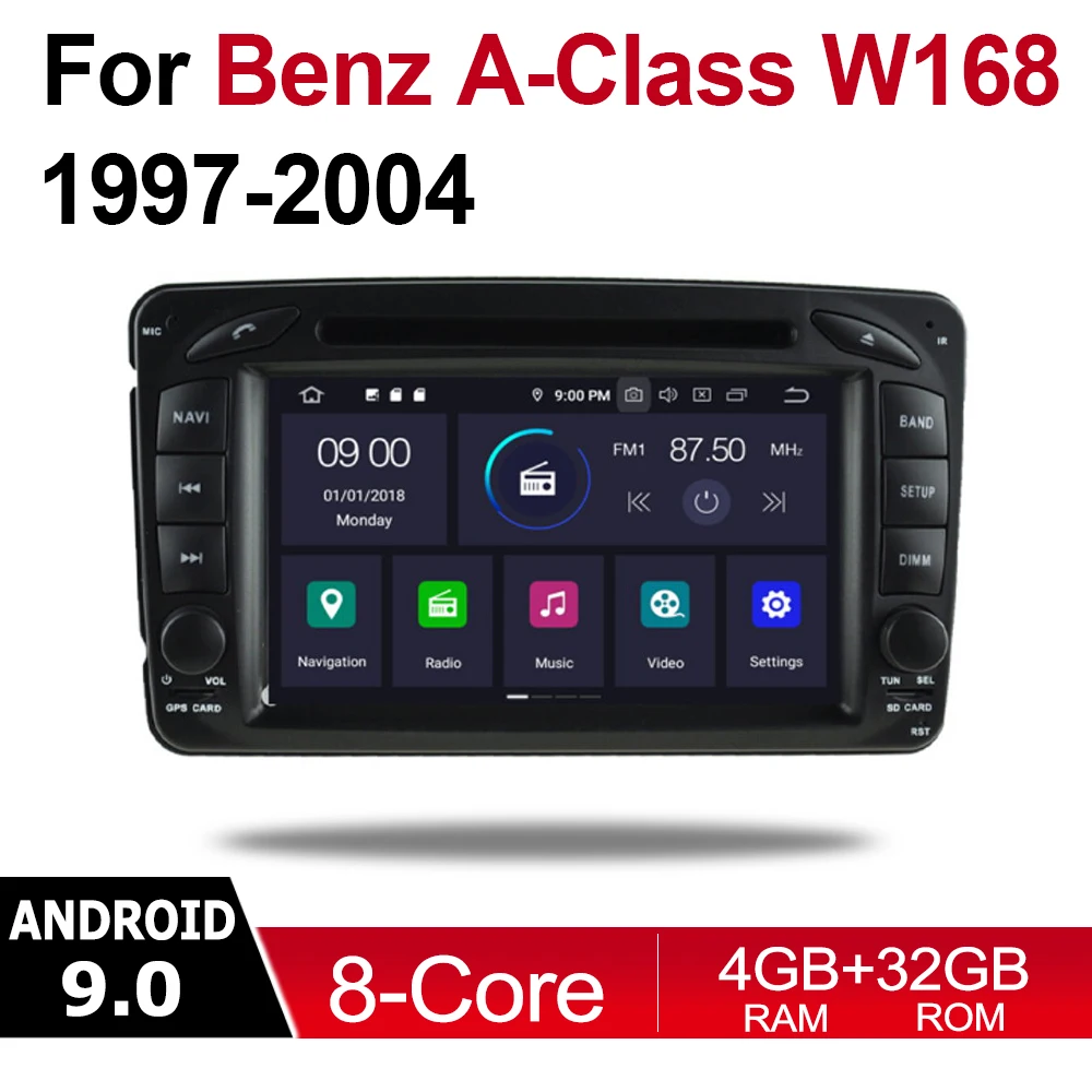 Автомобильный мультимедийный усилитель для Mercedes Benz A Class W168 1997 ~ 2004 NTG 2 DIN Android 9 GPS