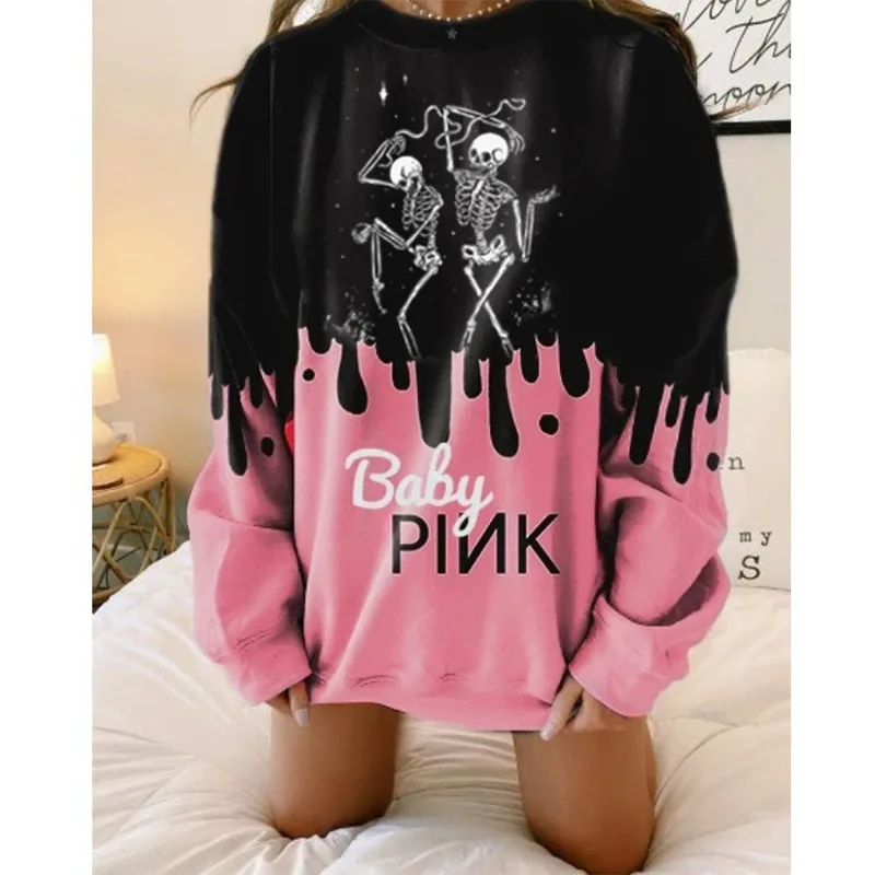 Vintage Oversized Crewneck Sweatshirt Women Black Pink Tie Dye Letter Skull Print Long Sleeve Thin Fashion Tops Spring Fall 2021 
Vintage Oversized Crewneck Sweatshirt Women Black Pink Tie Dye Letter Skull Print Long Sleeve Thin Fashion Tops Spring Fall 2021