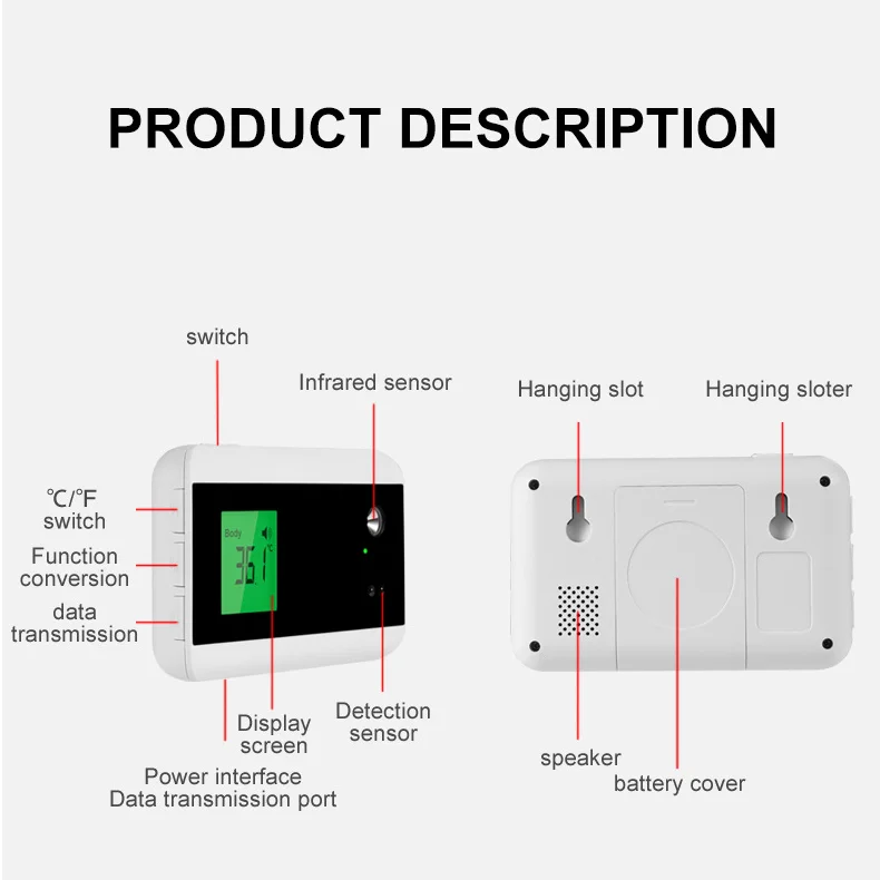 Fixed Forehead Temperature Measuring Gun Wall Mounted Bluetooth Voice Transmission Intelligent Temperature Infrared Thermometer
Fixed Forehead Temperature Measuring Gun Wall Mounted Bluetooth Voice Transmission Intelligent Temperature Infrared Thermometer