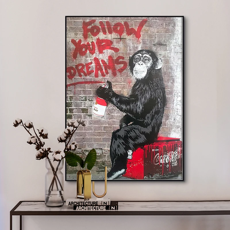 Modern Chimpanzees Inspirational Canvas Paintings Graffiti Street Art Poster and Print Wall Art Pictures for Living Room Cuadros
Modern Chimpanzees Inspirational Canvas Paintings Graffiti Street Art Poster and Print Wall Art Pictures for Living Room Cuadros
