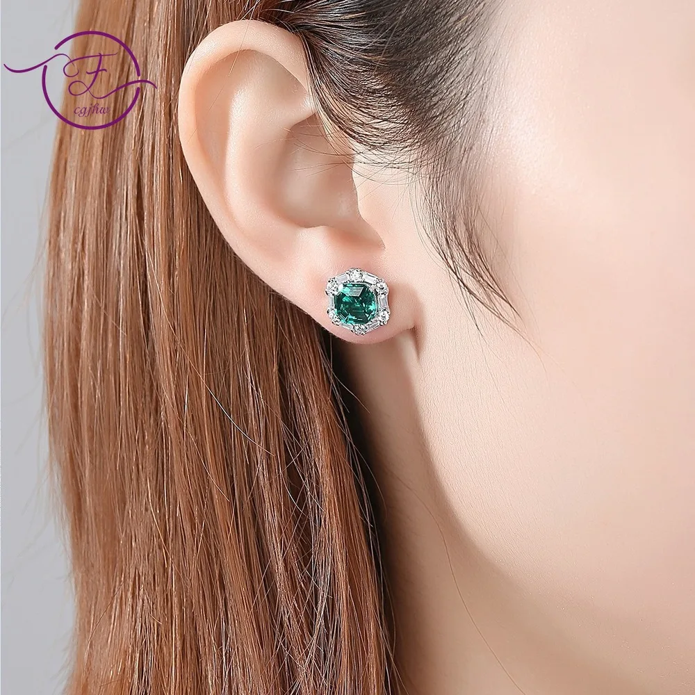S925 Sterling Silver Stud Earring Fashion Color Emelard Gemstone Earrings Ear Decoration Fine Jewelry 
S925 Sterling Silver Stud Earring Fashion Color Emelard Gemstone Earrings Ear Decoration Fine Jewelry