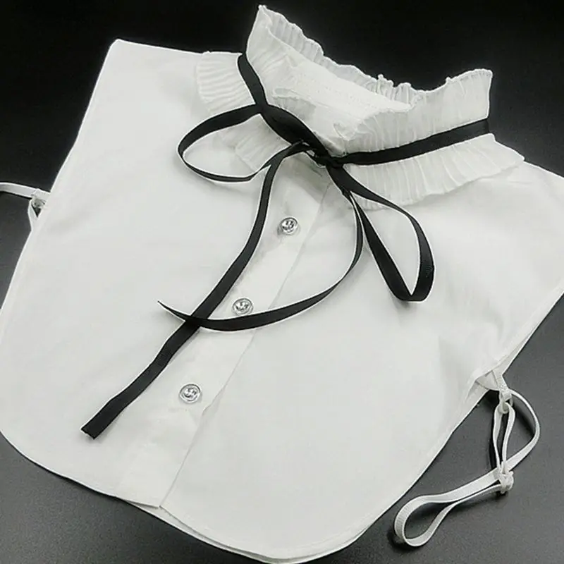 Ladies Pleated Ruffles Fake Stand Collar Lace-up Bowtie Detachable Half-Shirt 649C
Ladies Pleated Ruffles Fake Stand Collar Lace-up Bowtie Detachable Half-Shirt 649C