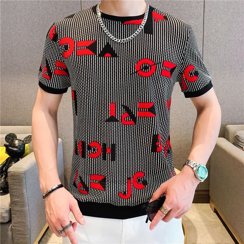 Fashion Striped T Shirt Men Short Sleeve Hollow Quick-drying Ice Silk T-shirt Men Clothing Streetwear Casual O-neck Tops Tees
Fashion Striped T Shirt Men Short Sleeve Hollow Quick-drying Ice Silk T-shirt Men Clothing Streetwear Casual O-neck Tops Tees