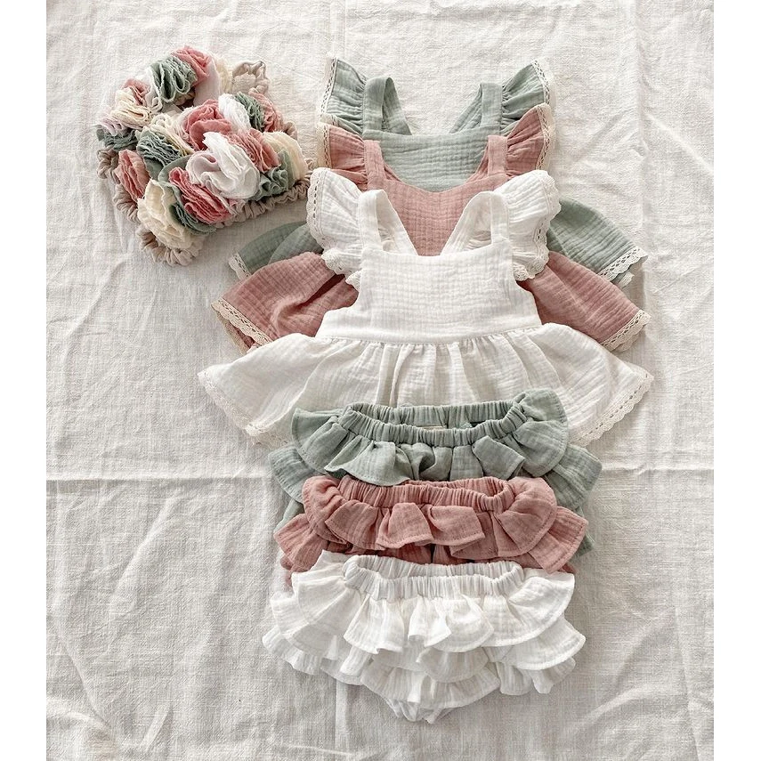 Комплект одежды для новорожденных девочек Sumemr из 2 предметов однотонный топ с