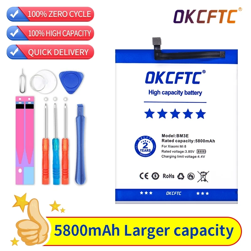Original Phone Battery BM3E for Xiaomi Mi 8 Mi8 M8 Real 5800mAh High Quality Replacement Battery
Original Phone Battery BM3E for Xiaomi Mi 8 Mi8 M8 Real 5800mAh High Quality Replacement Battery