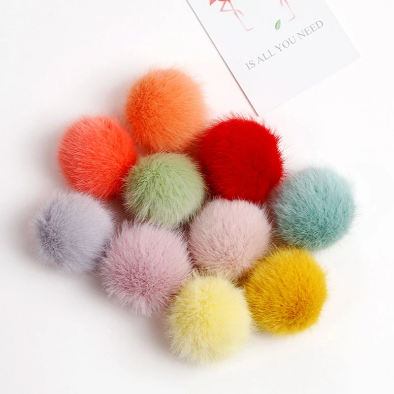 

100 pcs Mixed Colors Pom Ball Faux mink fur 3cm Pompon Bead Fluffy Ball Diy Craft Supplies Materials Headband Accessories