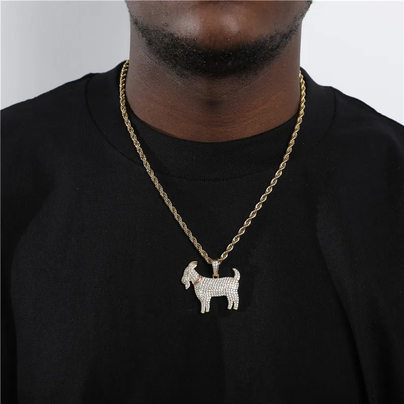 Hip Hop Iced Out Cubic Zirconia Stone Copper Goat Necklaces & Pendants Men With 4MM Tennis Chain Charm Jewelry 
Hip Hop Iced Out Cubic Zirconia Stone Copper Goat Necklaces & Pendants Men With 4MM Tennis Chain Charm Jewelry