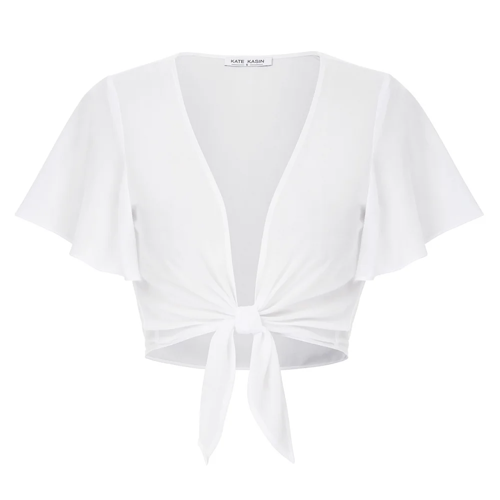 Women Tie Front Shrug Female Shorts Flutter Sleeves Semi See-Through Summer Lightweight Comfortable Chiffon Fabric N
Women Tie Front Shrug Female Shorts Flutter Sleeves Semi See-Through Summer Lightweight Comfortable Chiffon Fabric N