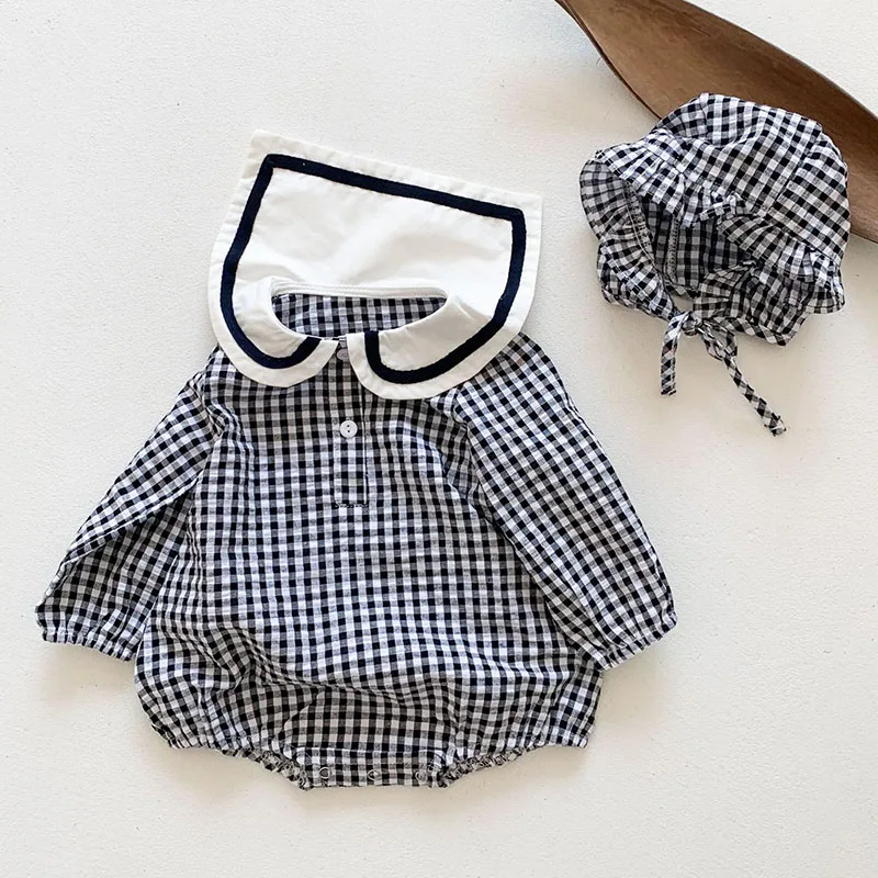 Newborn Infant Baby Boys Girls Grid Rompers + Hat Clothing Spring Kids Boy Girl Long Sleeve Rompers Clothes
Newborn Infant Baby Boys Girls Grid Rompers + Hat Clothing Spring Kids Boy Girl Long Sleeve Rompers Clothes