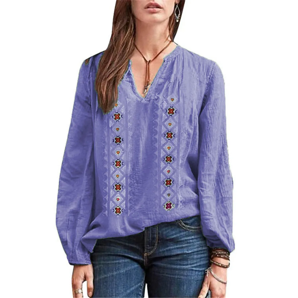 Spring 2022 Ladies New Top Fashion Printed Long-Sleeve Shirt Women Casual Loose V-Neck Splice Pullover Multicolor Hot Sale Shirt
Spring 2022 Ladies New Top Fashion Printed Long-Sleeve Shirt Women Casual Loose V-Neck Splice Pullover Multicolor Hot Sale Shirt