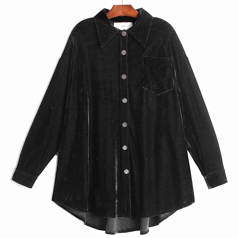 IEQJ button style velvet shirt women long sleeve 2021 autumn loose thin versatile Shirt Top new fashion tide 2021 autumn GD588 
IEQJ button style velvet shirt women long sleeve 2021 autumn loose thin versatile Shirt Top new fashion tide 2021 autumn GD588