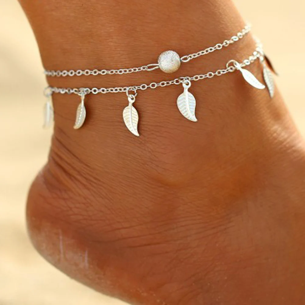 Fashion Ankle Bracelet Women Silver Anklet Foot Jewelry Leaf Chain Beachwear Double-strand Tassel Small Leaf Foot Ornament
Fashion Ankle Bracelet Women Silver Anklet Foot Jewelry Leaf Chain Beachwear Double-strand Tassel Small Leaf Foot Ornament