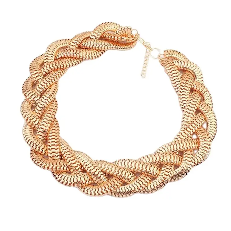 

Chunky Twisted Braided Chain Bib Collar Necklace Luxury Choker Statement Necklaces Jewelry