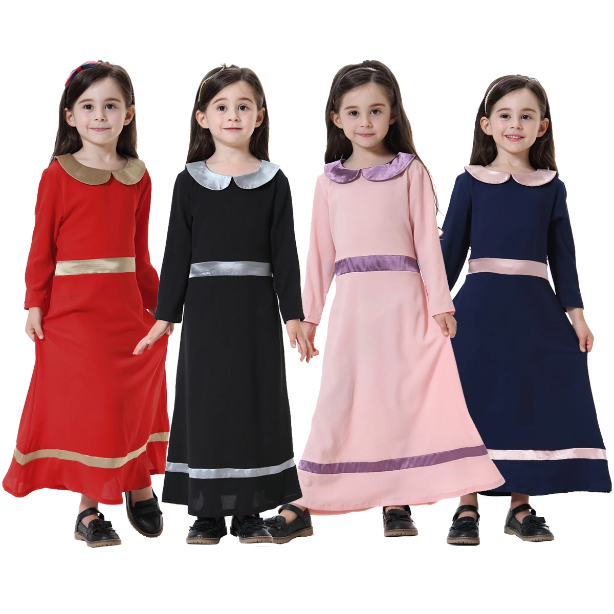 Muslim Islamic Girls Long Sleeves Round Collar Thobe Bolero Children Patchwork Ankle Length Maxi Dress Abaya Arabic Ethinc Robe 
Muslim Islamic Girls Long Sleeves Round Collar Thobe Bolero Children Patchwork Ankle Length Maxi Dress Abaya Arabic Ethinc Robe