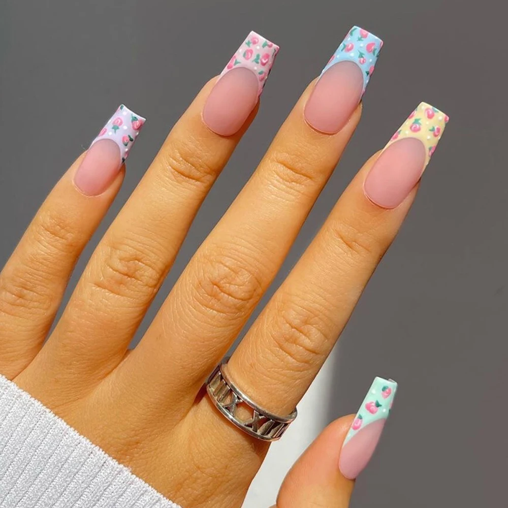 24Pcs/Box French Coffin False Nail Patches Press on Nails Ballerina Fake Nails with Flower Design Detachable Manicure Nail Tips
24Pcs/Box French Coffin False Nail Patches Press on Nails Ballerina Fake Nails with Flower Design Detachable Manicure Nail Tips