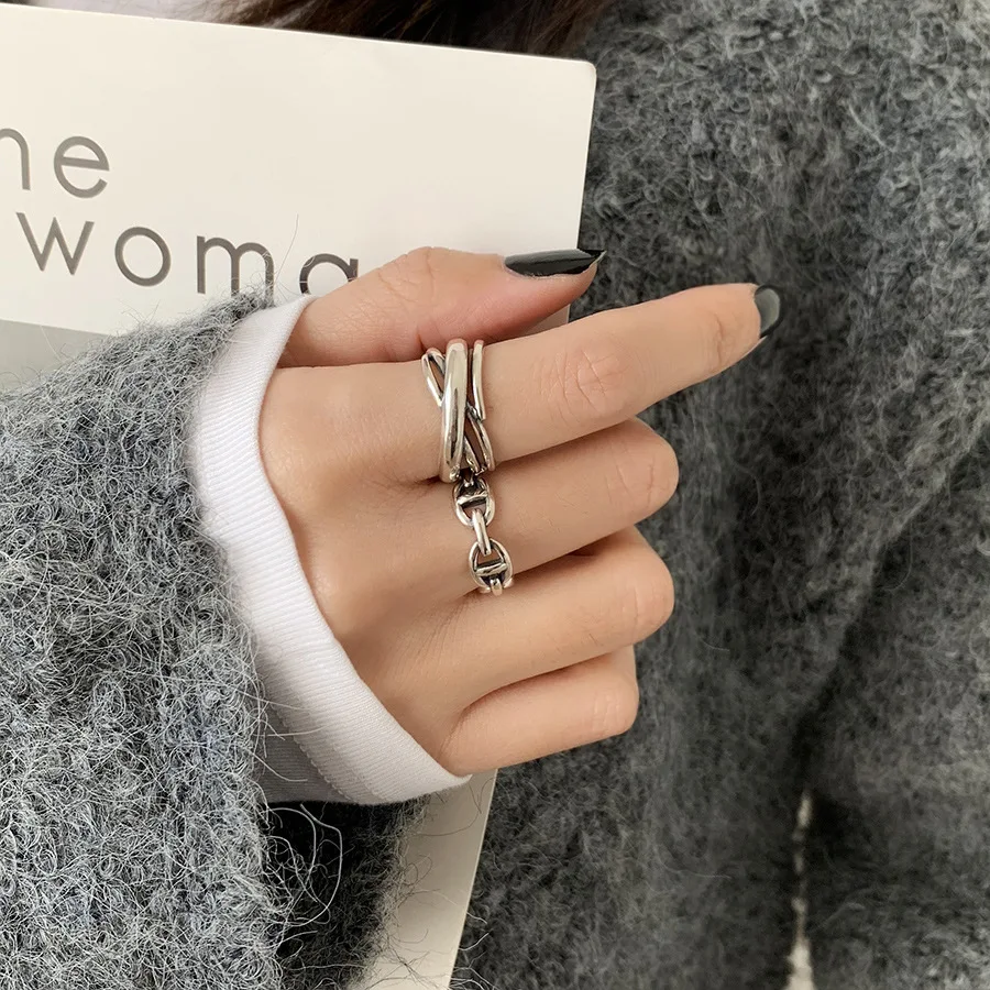 FMILY Minimalist 925 Sterling Silver Personality Line Cross Ring Retro Geometric Pig Nose Hollow Jewelry for Girlfriend Gift
FMILY Minimalist 925 Sterling Silver Personality Line Cross Ring Retro Geometric Pig Nose Hollow Jewelry for Girlfriend Gift