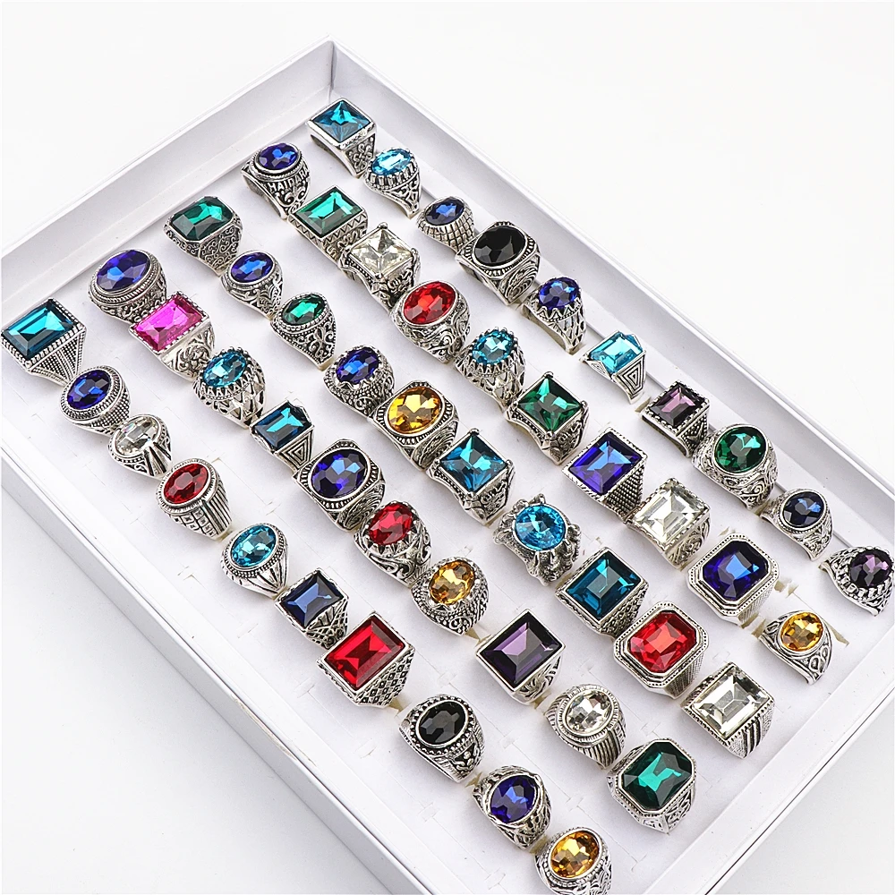 20Pcs/Lot Vintage Metal Silver Plated Imitation Gemstone Glass Rings for Women Men Jewelry Party Gifts Wholesale
20Pcs/Lot Vintage Metal Silver Plated Imitation Gemstone Glass Rings for Women Men Jewelry Party Gifts Wholesale