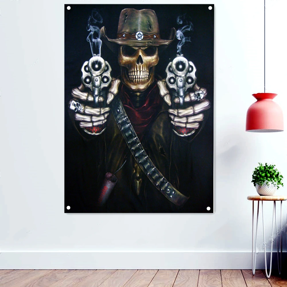 Sheriff Pointing Gun Scary Dark Art Flags Retro Wall Hanging Cloth Rock Band Death Metal Music Posters Skull Tattoo Banners
Sheriff Pointing Gun Scary Dark Art Flags Retro Wall Hanging Cloth Rock Band Death Metal Music Posters Skull Tattoo Banners