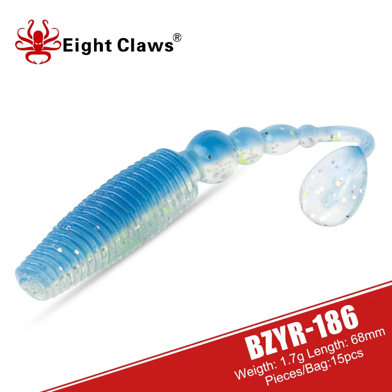 EIGHT CLAWS 15PCS 68mm 1.7g Artificial Grub Worm Soft Baits Bass Fishing Soft Lure T Tail Silicone Jigging Wobbler Swimbait
EIGHT CLAWS 15PCS 68mm 1.7g Artificial Grub Worm Soft Baits Bass Fishing Soft Lure T Tail Silicone Jigging Wobbler Swimbait