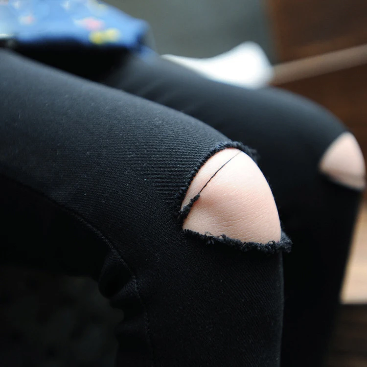 Брюки для девочек рваные узкие леггинсы брюки весна 2020 новая модная детская