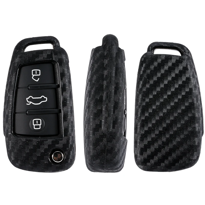 Для Audi Sline A3 A5 Q3 Q5 A6 C5 C6 A4 B6 TT 80 S6 3 кнопки откидной ключ из углеродного волокна узор
