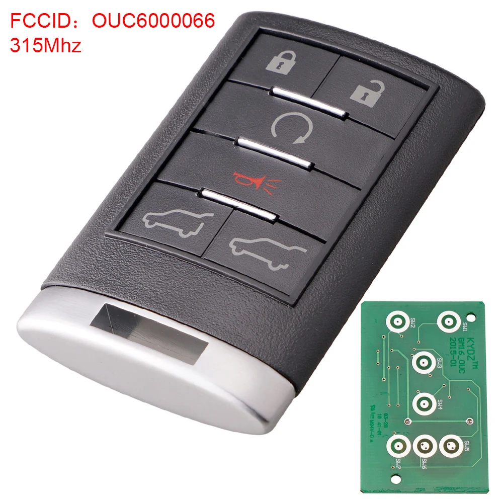 315MHz 6 Buttons Remote Smart Keyless Entry Remote Key Fob Car Key Replacement OUC6000066 Fit for 2008-2014 Cadillac Escalade
315MHz 6 Buttons Remote Smart Keyless Entry Remote Key Fob Car Key Replacement OUC6000066 Fit for 2008-2014 Cadillac Escalade