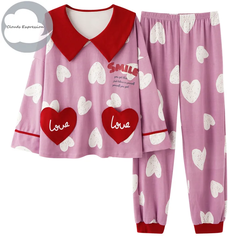 Spring Autumn Long Sleeved Women's Sleep Lounge Pajama Lady Pajama Set Cartoon Pyjamas Cotton Sleepwear M-2XL Fashion Homewear
Spring Autumn Long Sleeved Women's Sleep Lounge Pajama Lady Pajama Set Cartoon Pyjamas Cotton Sleepwear M-2XL Fashion Homewear