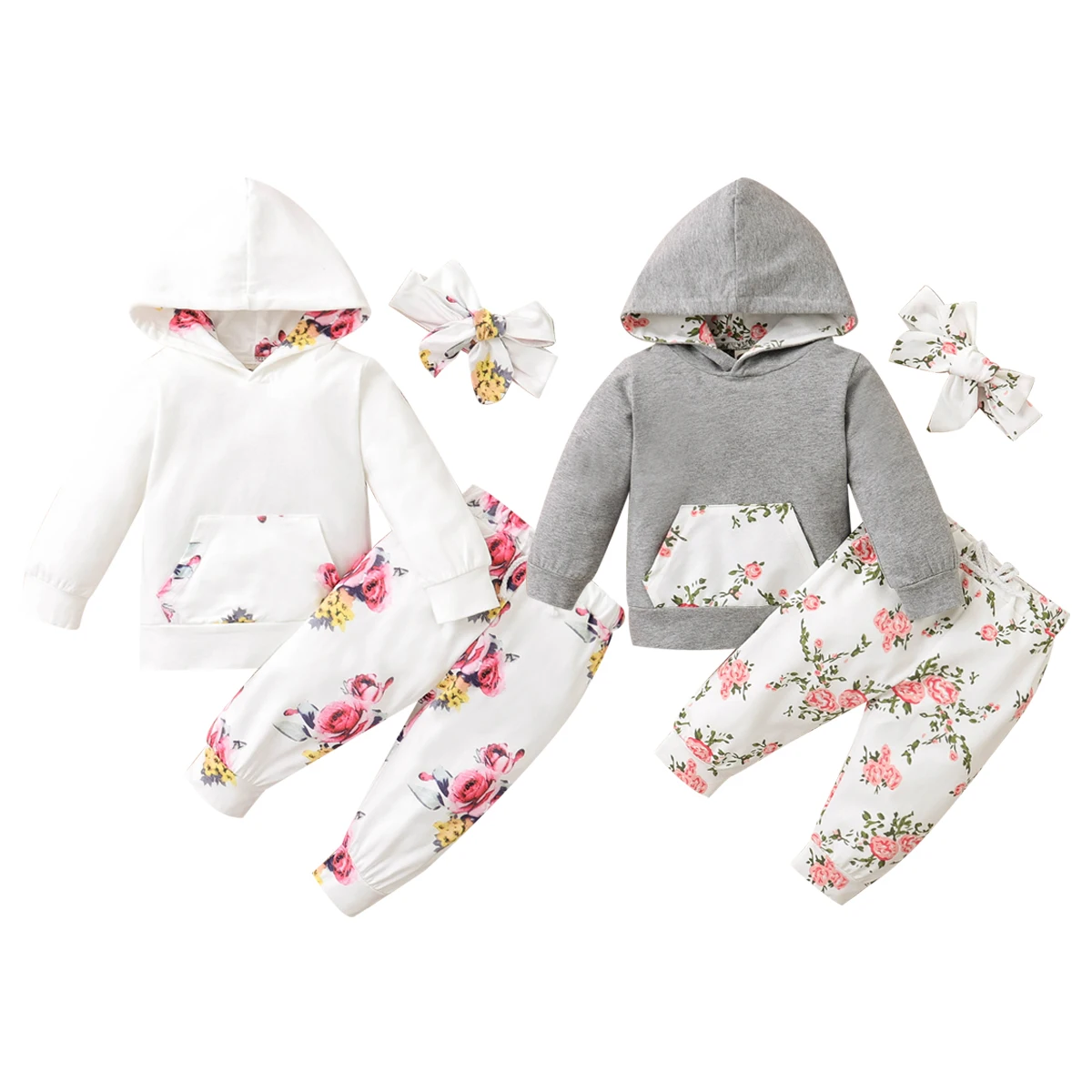 3 Pcs Baby Autumn Outfits Long-Sleeves Hoodie Top Floral Print Pants Bowknot Hairband Suit for Toddler Girls 3-24 Months
3 Pcs Baby Autumn Outfits Long-Sleeves Hoodie Top Floral Print Pants Bowknot Hairband Suit for Toddler Girls 3-24 Months