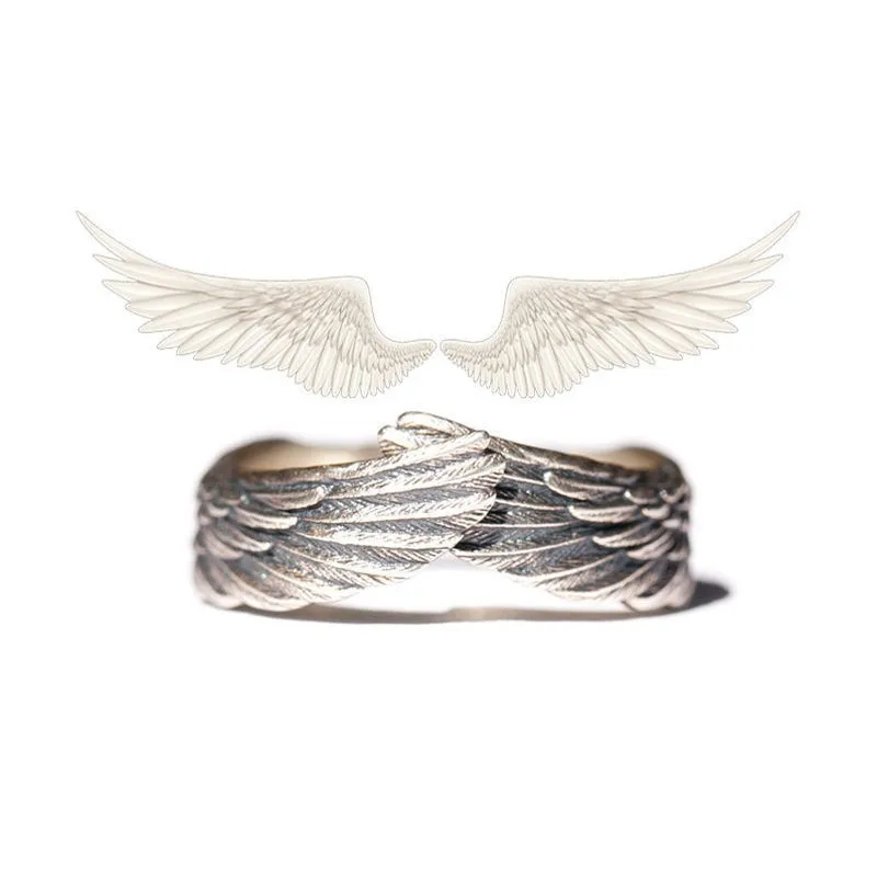 

Retro Punk Style Wings Open Ring Nightclub Hip-Hop Rock Dance Party Electronic Syllable Multifunctional Jewelry Gift