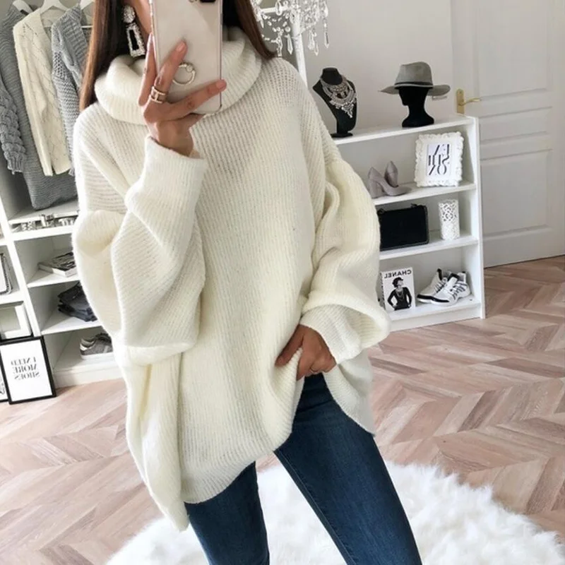 Autumn Winter Knitted Sweaters For Women Long Sleeve Turtleneck Solid Loose Warm Pullovers Casual Oversized Sweater Pull Femme
Autumn Winter Knitted Sweaters For Women Long Sleeve Turtleneck Solid Loose Warm Pullovers Casual Oversized Sweater Pull Femme