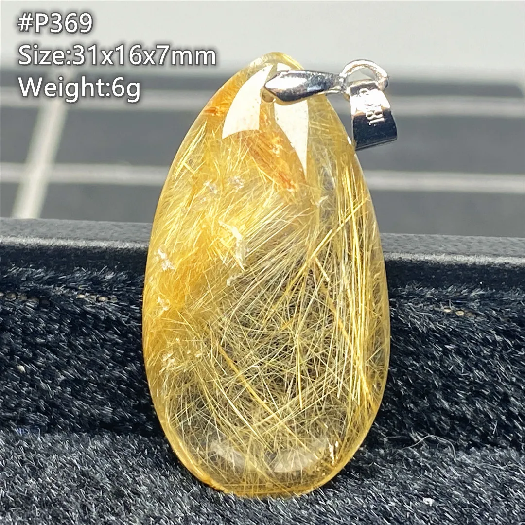 

Top Natural Gold Rutilated Quartz Pendant For Woman Man Luck Healing Gift Wealth Crystal Gemstone Beads Silver Jewelry AAAAA