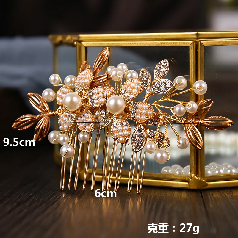 

Lx Wedding Jewelry New Handmade Crystals Rhinestones Pearls Flower Hair Comb Bridal Headpieces Hair Accessories Bridesmaid Tiara