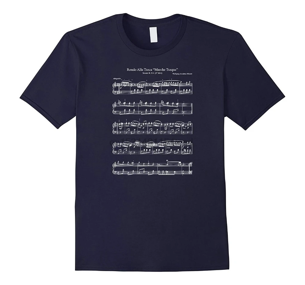 Mozart Декор из музыкальных нот Оценка Rondo Алла турка Ван Пис смешные Shirt2020 Новые 100%