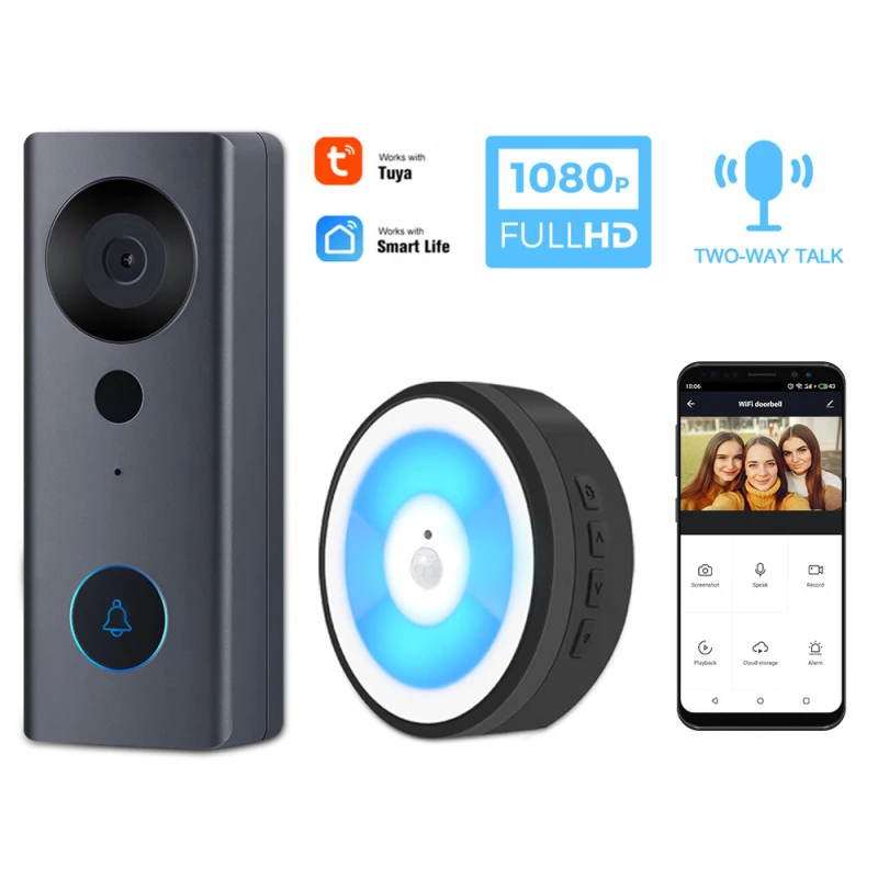 Дверной видеодомофон Tuya 1080P с ночным видением, беспроводной IP-звонок с Wi-Fi, умный дом, видеодомофон
Дверной видеодомофон Tuya 1080P с ночным видением, беспроводной IP-звонок с Wi-Fi, умный дом, видеодомофон