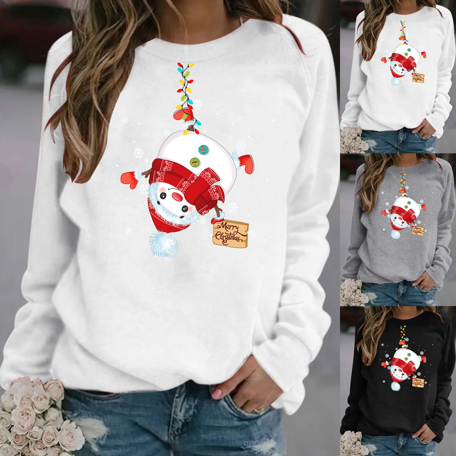 Women's Merry Chirstmas Print Outwear Tops Long-sleeved Sweatshirt Casual Snowman Blouse Temperament Pullover
Women's Merry Chirstmas Print Outwear Tops Long-sleeved Sweatshirt Casual Snowman Blouse Temperament Pullover