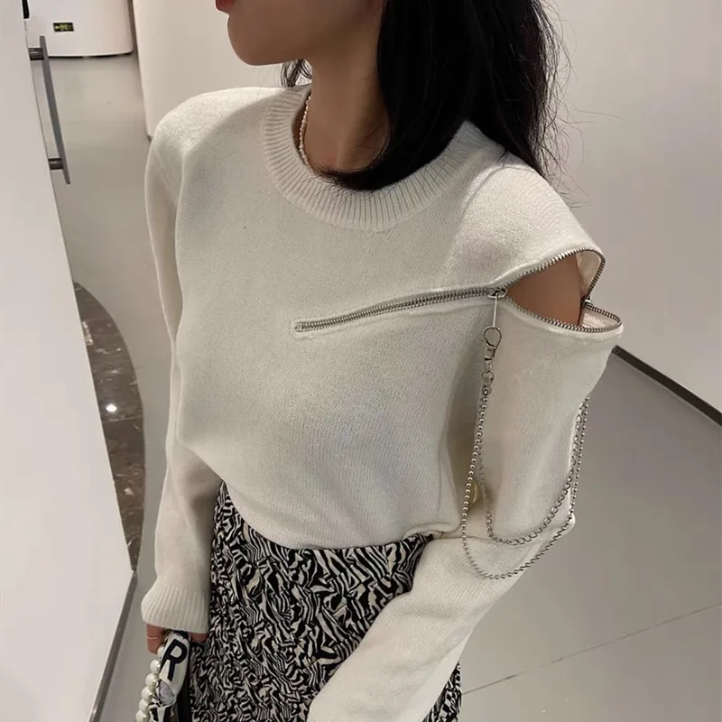 Шикарный свитер на молнии с открытыми плечами, Новинка осени 2021, Модный пуловер в Корейском стиле с круглым вырезом, свитер с длинным рукаво...
Шикарный свитер на молнии с открытыми плечами, Новинка осени 2021, Модный пуловер в Корейском стиле с круглым вырезом, свитер с длинным рукаво...