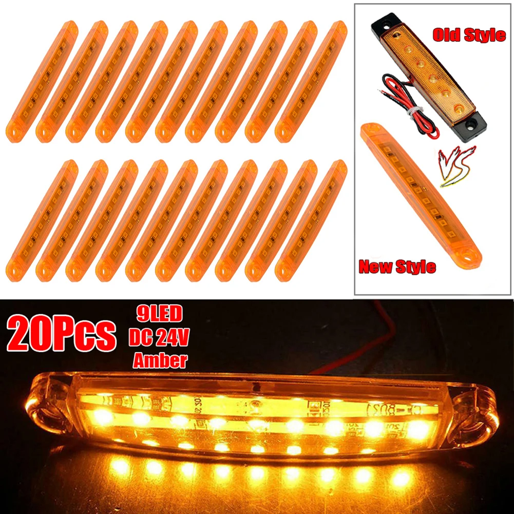 20 Pcs/Set Amber 9LED Bus/Truck/Trailer/Truck LED Lights Side Marker Light Waterproof 24V LED Light Tail License Plate Parking
20 Pcs/Set Amber 9LED Bus/Truck/Trailer/Truck LED Lights Side Marker Light Waterproof 24V LED Light Tail License Plate Parking