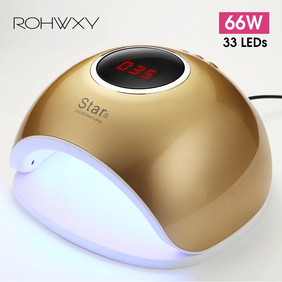 ROHWXY 66 Вт гелевая лампа для ногтей УФ светодиодный сушилка ЖК дисплей сушки гель