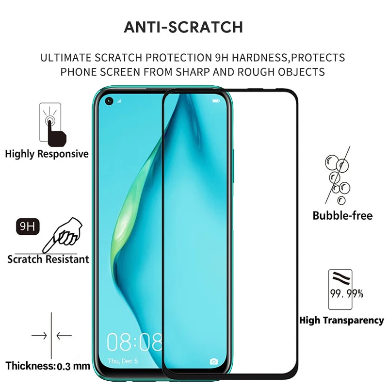Защитное стекло на весь экран закаленное для Huawei P40 Lite пленка|Защитные стёкла и