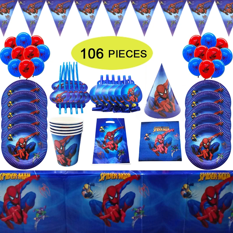 106p Kids Boys Spiderman Birthday Party Supplies Paper Plate Cup Napkin Tablecloth Tableware Set Baby Shower Party Decor Ballons
106p Kids Boys Spiderman Birthday Party Supplies Paper Plate Cup Napkin Tablecloth Tableware Set Baby Shower Party Decor Ballons