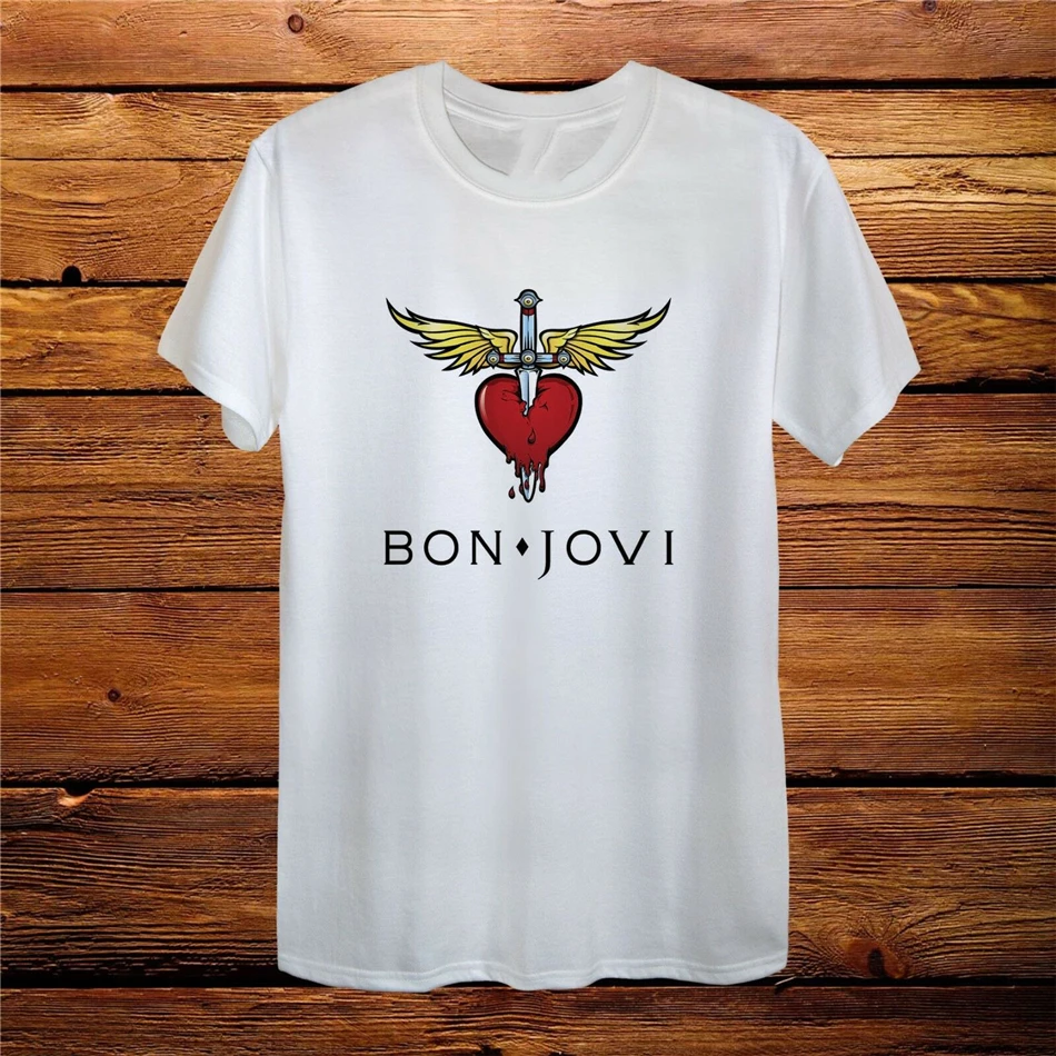 Мужская и женская футболка в стиле ретро Bon Jovi Винтажная с логотипом рок музыки