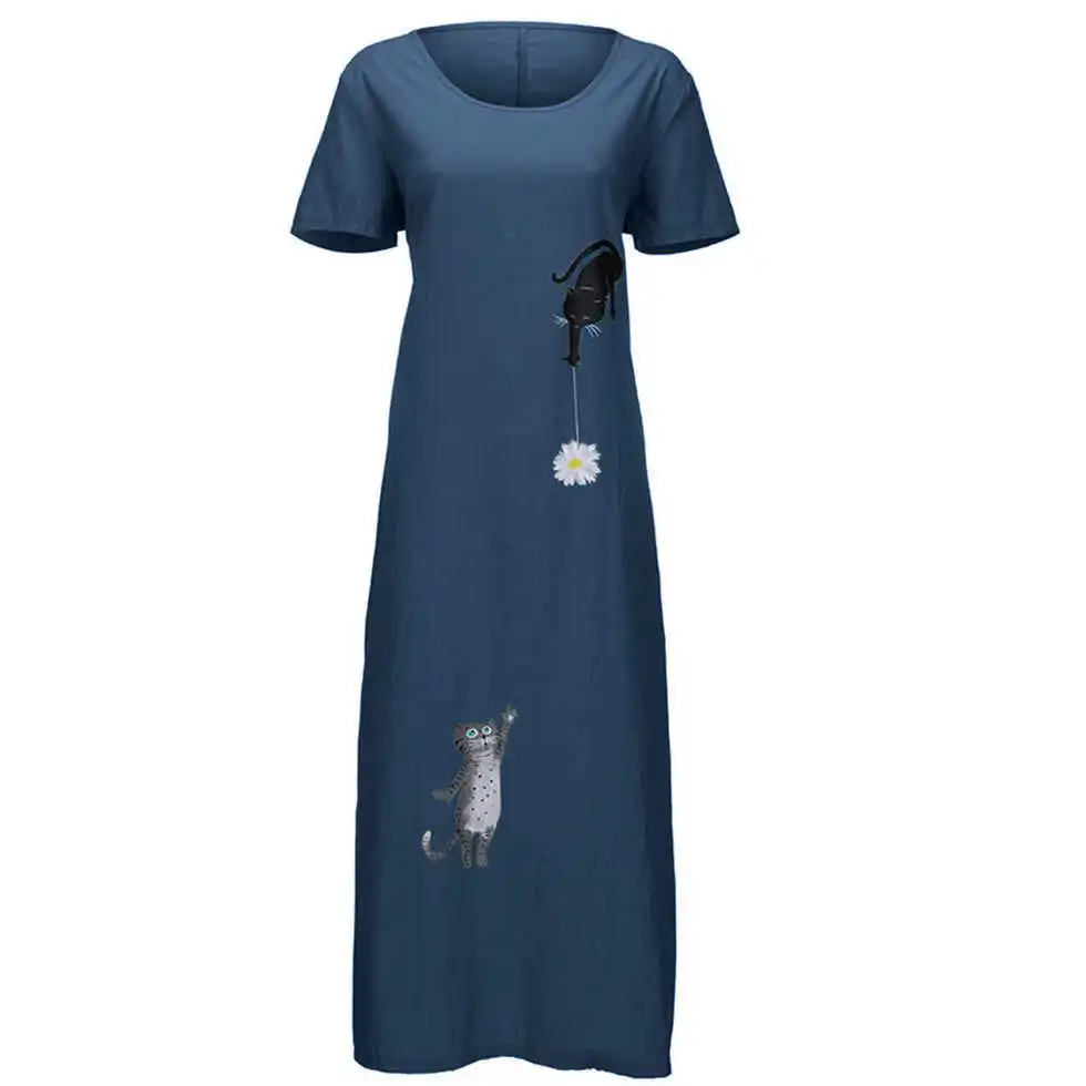 Female dress plus size kawaii cat print cotton linen neck open sexy fork share long dress plus size summer dress elegant dresses
Female dress plus size kawaii cat print cotton linen neck open sexy fork share long dress plus size summer dress elegant dresses
