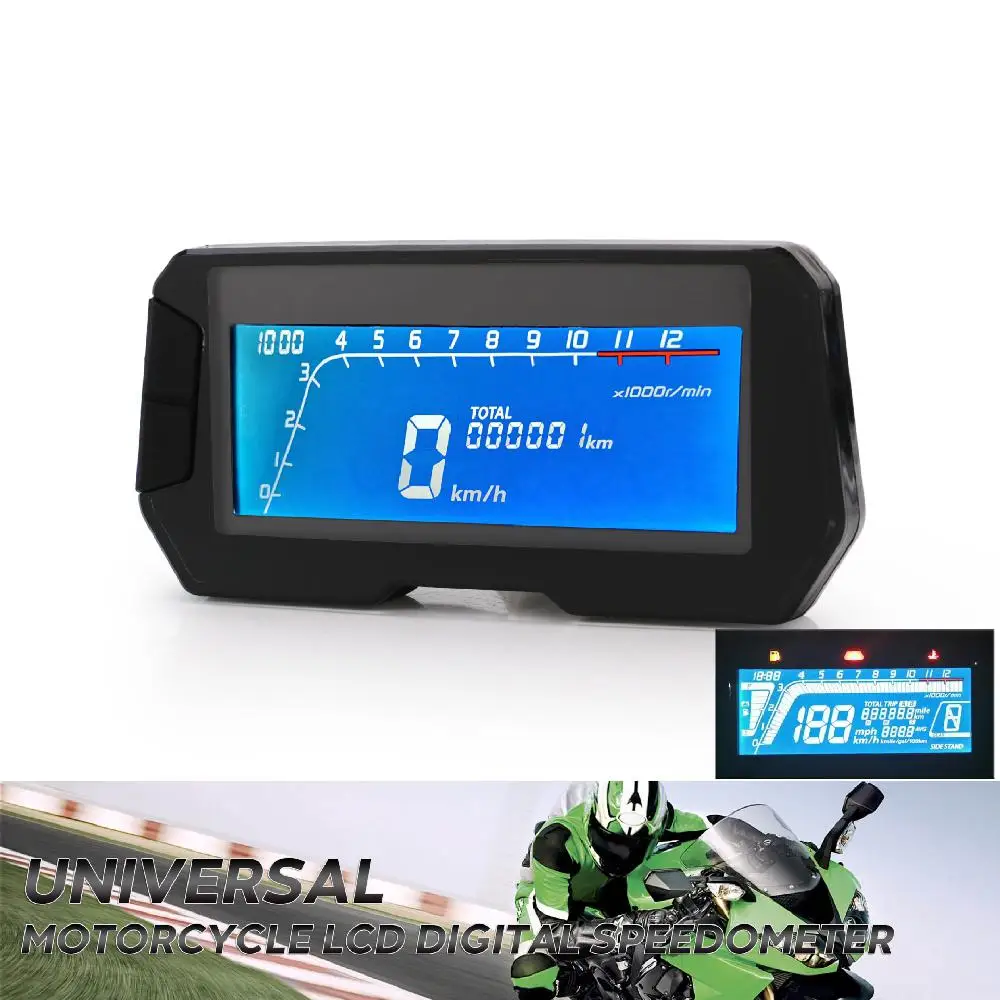 12000RPM 6 Gear Motorcycle Dashboard LCD Digital Speedometer Odometer Backlight Tachometer Instrument for 1.2.4 Cylinder Meter
12000RPM 6 Gear Motorcycle Dashboard LCD Digital Speedometer Odometer Backlight Tachometer Instrument for 1.2.4 Cylinder Meter