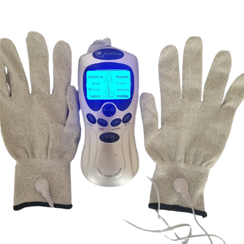 Electronic Tens Accupuncture Therapy Massage + Conductive Electrode Gloves Pulse Physiotherapy Face Muscle Stimulator | Красота и
